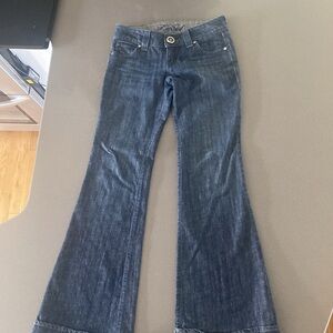 Level 99 for Anthropologie Low Rise Denim Bell Bottoms with Cuff Hem
